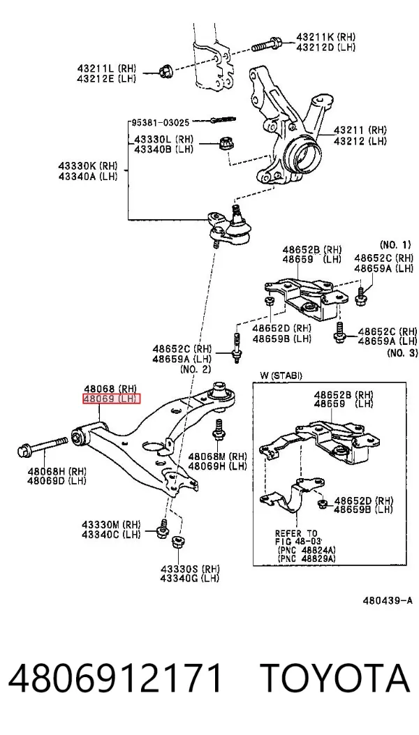 Wahacz zawieszenia przedniego dolny lewy 4806912171 Toyota