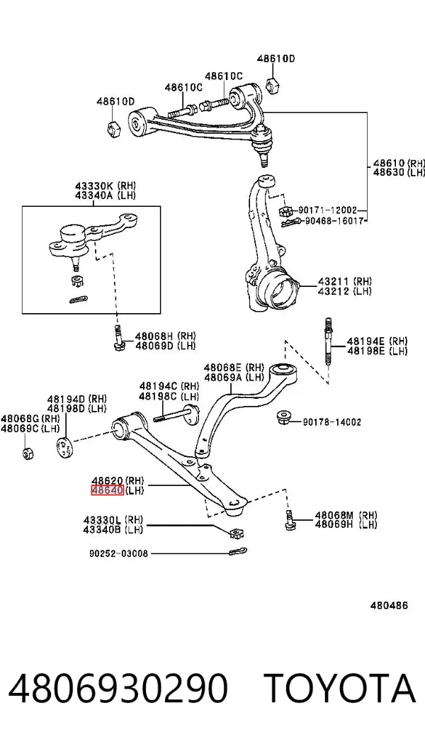 Wahacz zawieszenia przedniego dolny lewy Lexus GS JZS160
