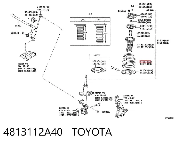 Sprężyna przednia 4813112A40 Toyota
