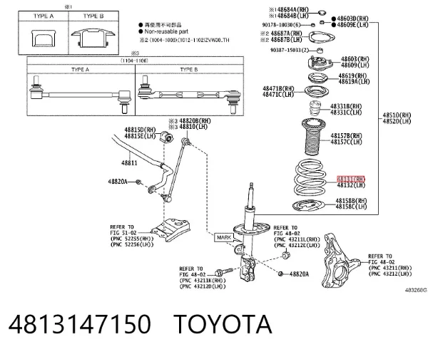 Sprężyna przednia 4813147150 Toyota
