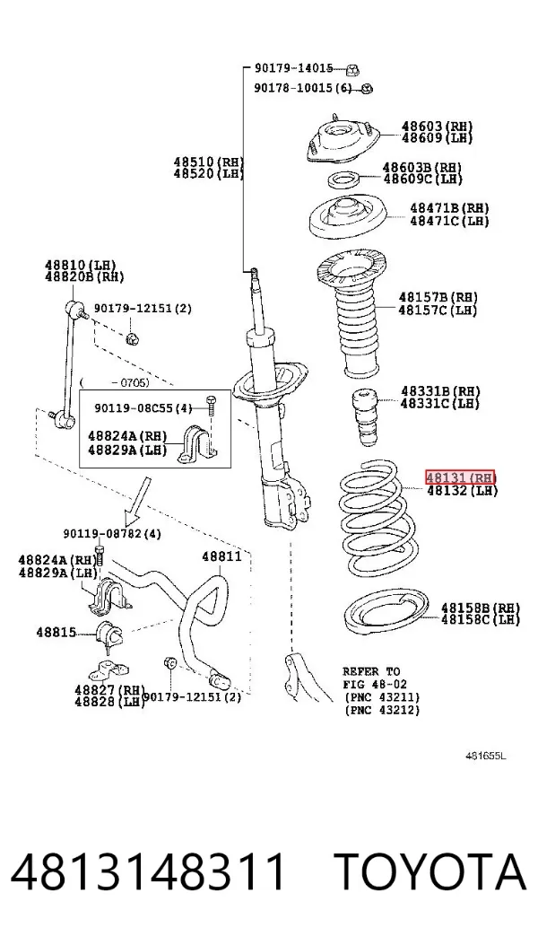 Sprężyna przednia 4813148311 Toyota
