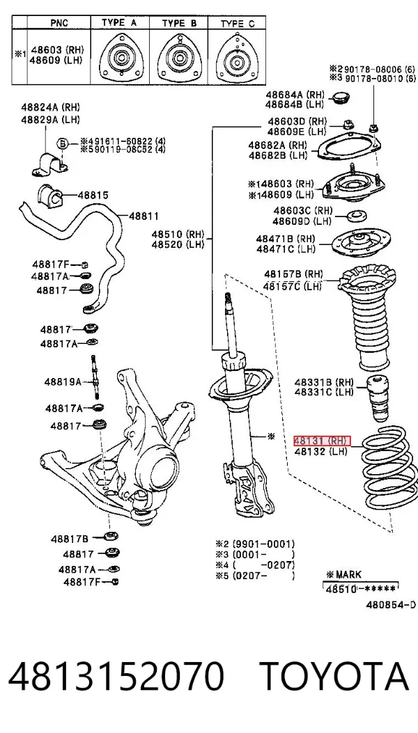 Sprężyna przednia 4813152070 Toyota