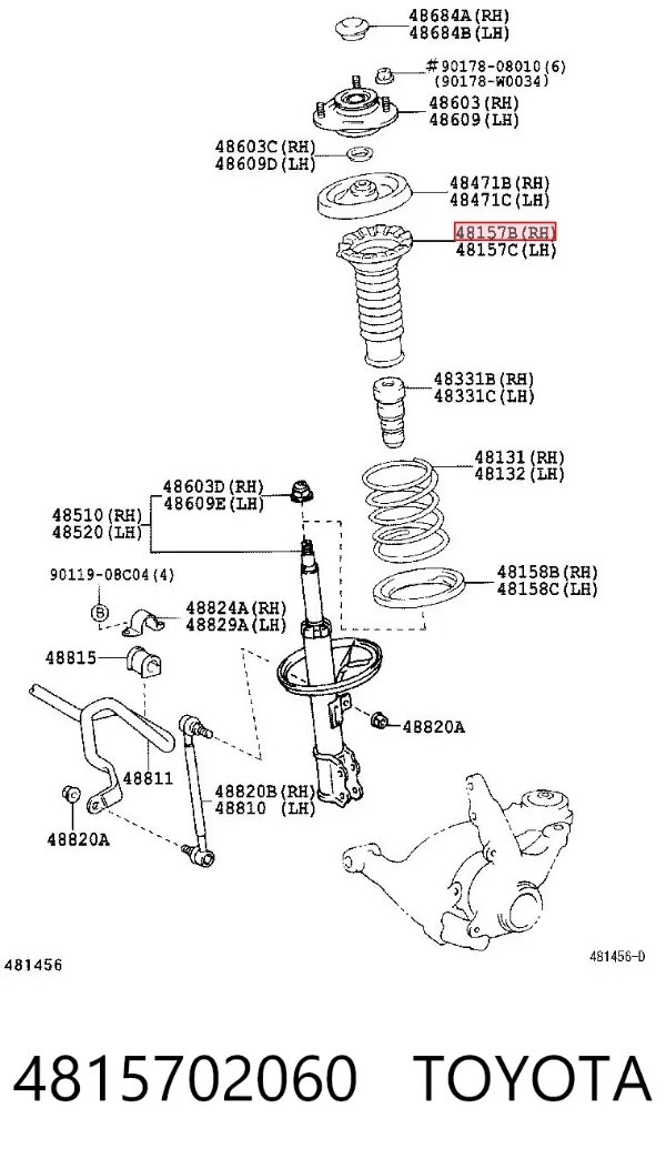 Osłona amortyzatora przedniego 4815702060 Toyota