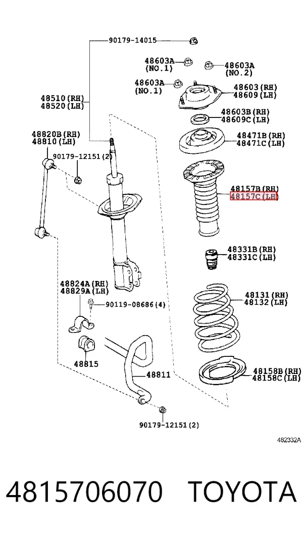 Osłona amortyzatora przedniego 4815706070 Toyota