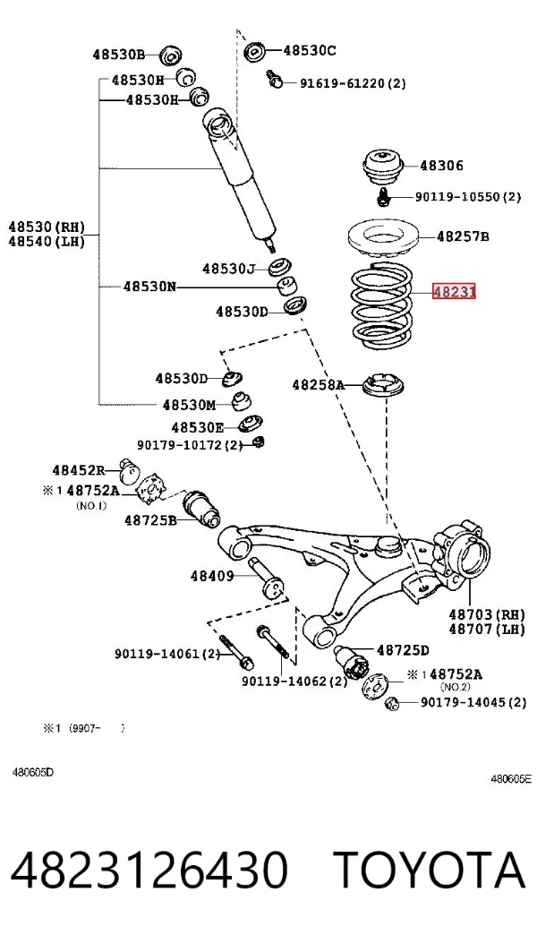 Sprężyna tylna 4823126430 Toyota
