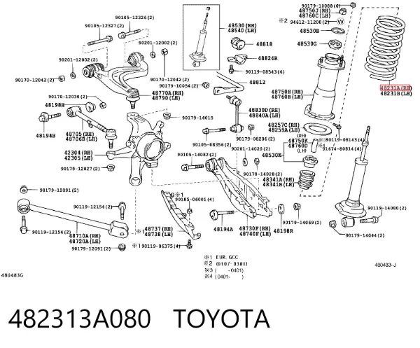 Sprężyna tylna 482313A080 Toyota