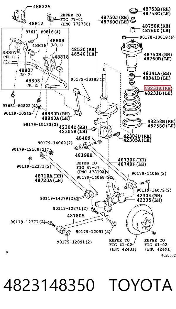 Sprężyna tylna 4823148350 Toyota