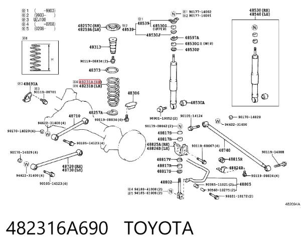 Sprężyna tylna 482316A690 Toyota