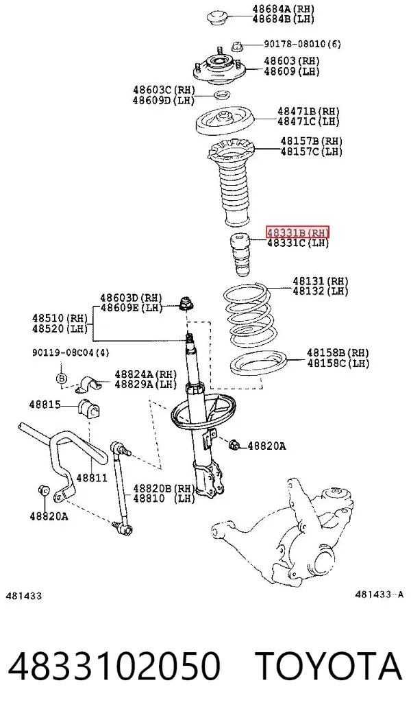 Odbój amortyzatora przedniego 4833102050 Toyota