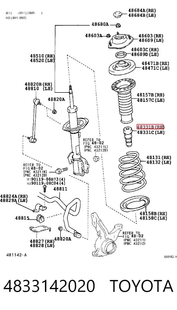 Odbój amortyzatora przedniego 4833142020 Toyota