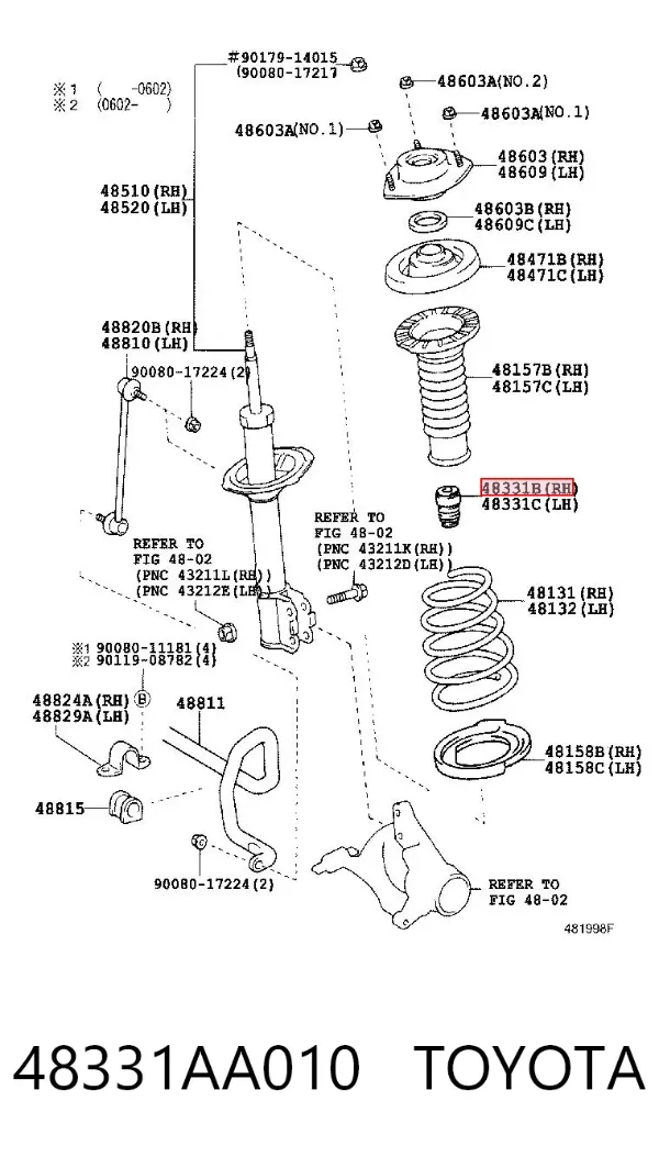 Odbój amortyzatora przedniego 48331AA010 Toyota