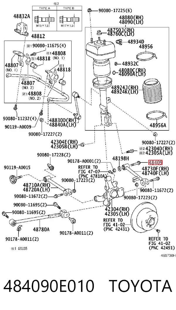 Śruba regulacji tylnego wahacza (dla zbieżności), wewnętrzny 484090E010 Toyota