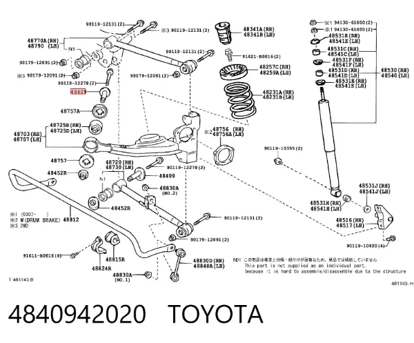 Śruba regulacji tylnego wahacza (dla zbieżności), wewnętrzny 4840942020 Toyota