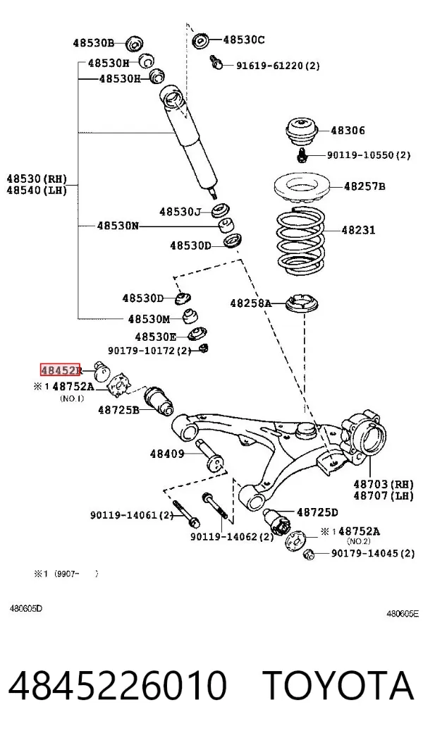 Nakrętka mimośrodowa wahacza tylnego dolnego 4845226010 Toyota