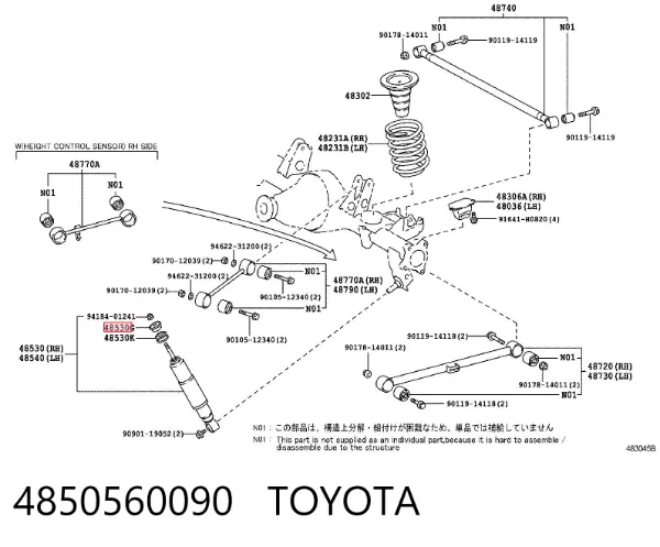 Tuleja trzpienia amortyzatora tylnego 4850560090 Toyota