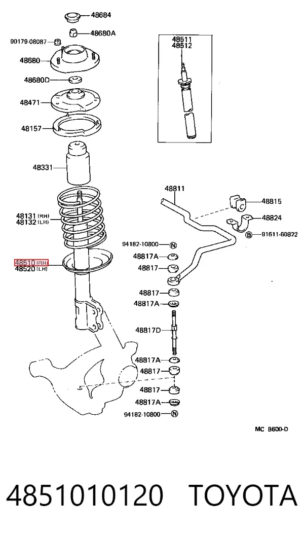 Amortyzator przedni 4851010120 Toyota