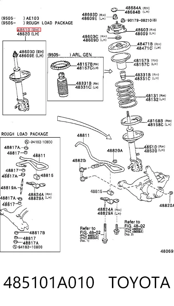 Amortyzator przedni 485101A010 Toyota