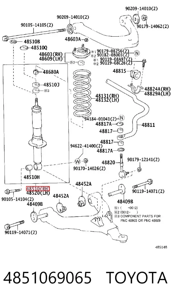 Amortyzator przedni 4851069065 Toyota