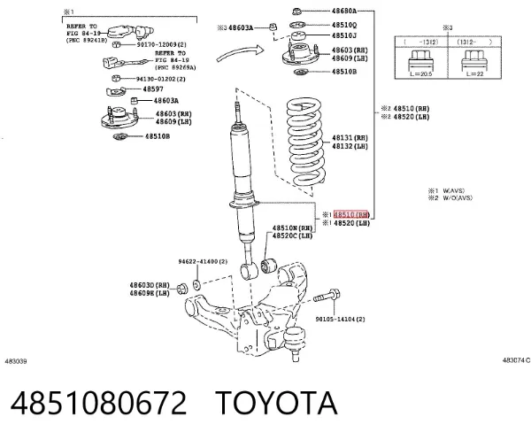 Amortyzator przedni 4851080672 Toyota