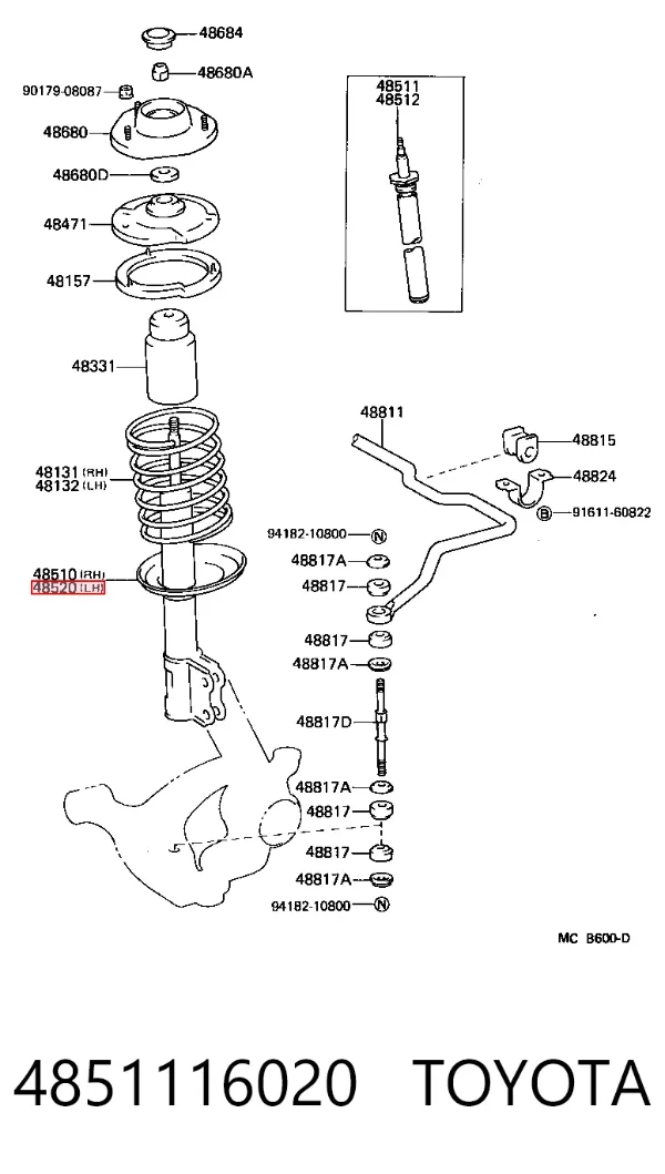 Amortyzator przedni 4851116020 Toyota