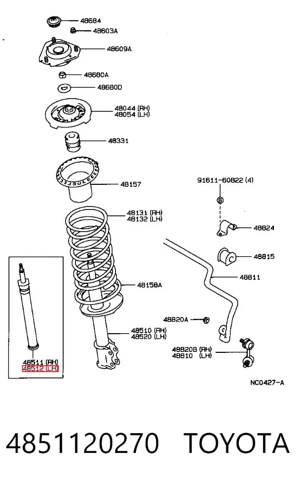 Amortyzator przedni 4851120270 Toyota