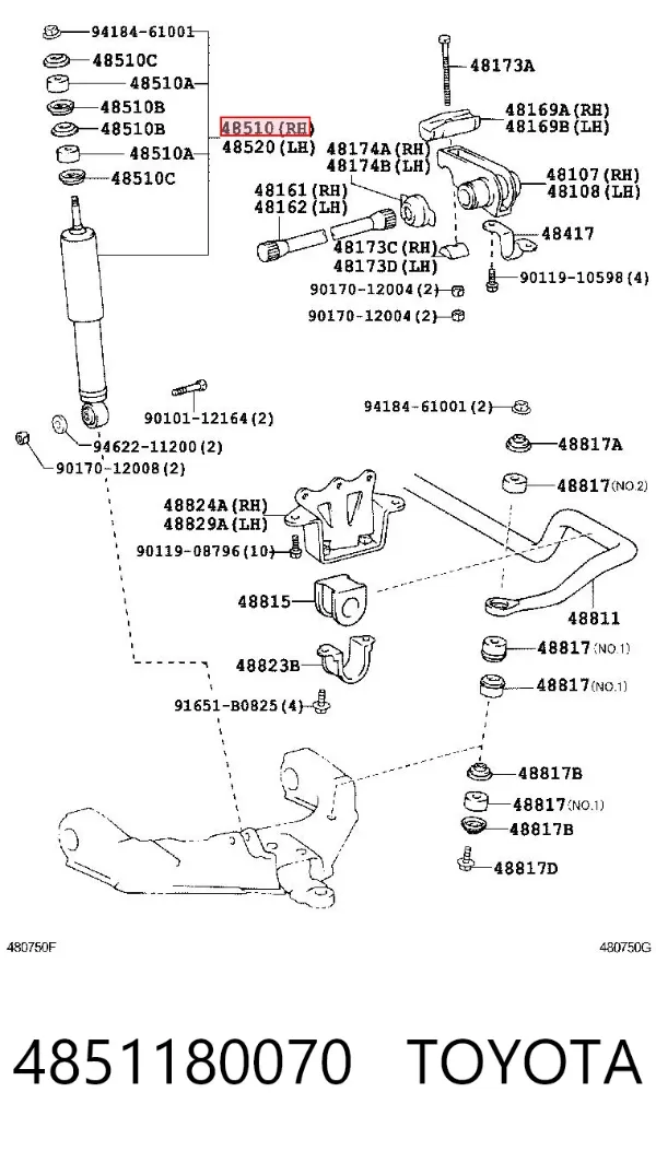 Amortyzator przedni 4851180070 Toyota
