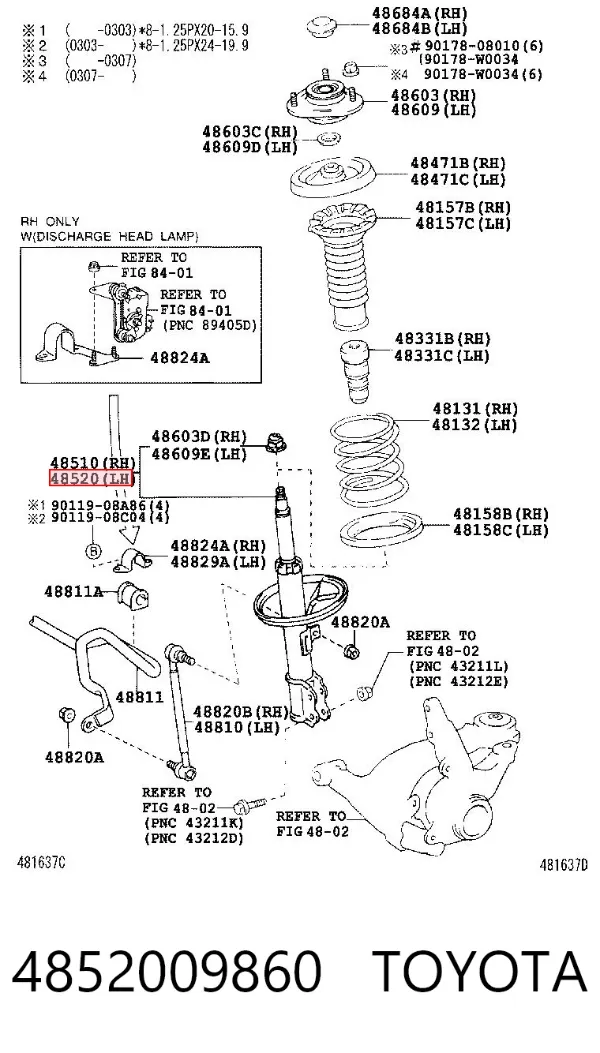 Amortyzator przedni lewy 4852009860 Toyota