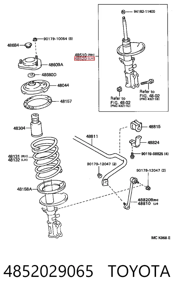 Amortyzator przedni lewy 4852029065 Toyota