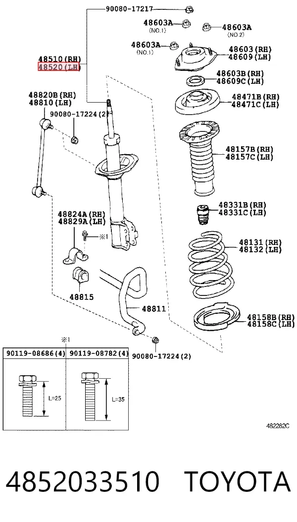 Amortyzator przedni lewy 4852033510 Toyota