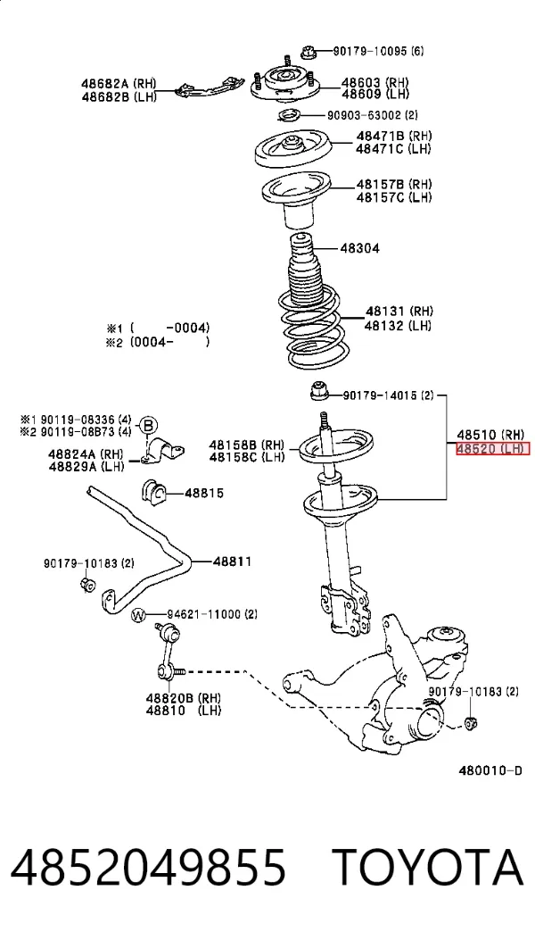 Amortyzator przedni lewy 4852049855 Toyota