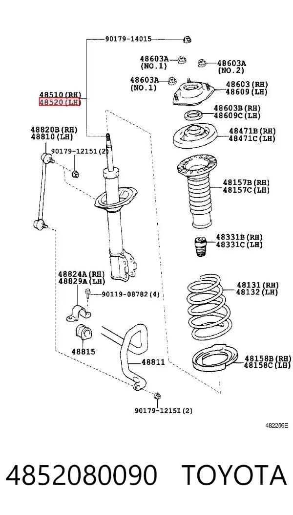 Amortyzator przedni lewy 4852080090 Toyota