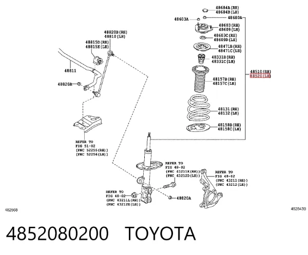 Amortyzator przedni lewy 4852080200 Toyota