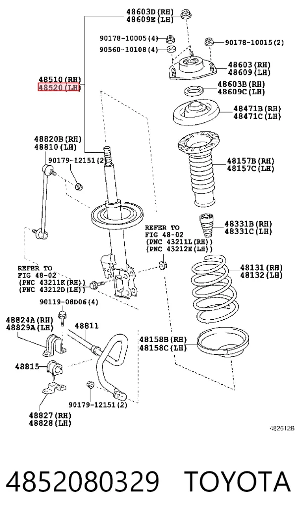 Amortyzator przedni lewy 4852080329 Toyota