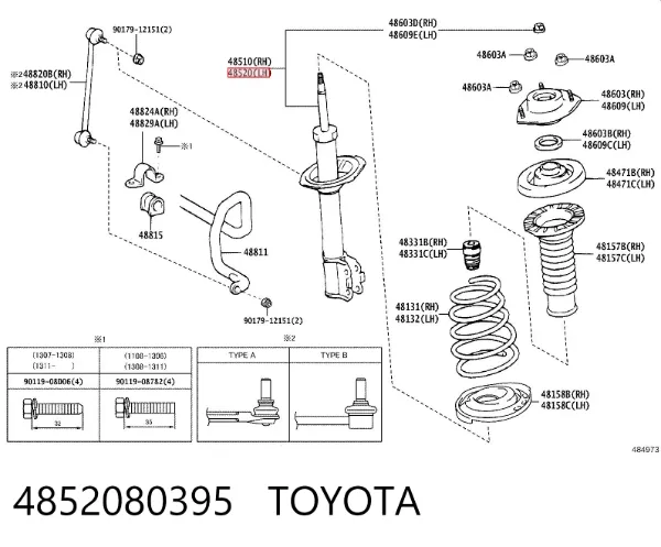 Amortyzator przedni lewy 4852080395 Toyota