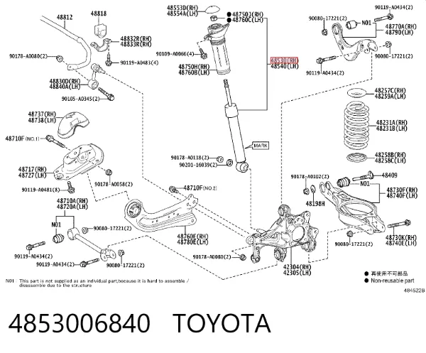 Amortyzator tylny prawy 4853006840 Toyota