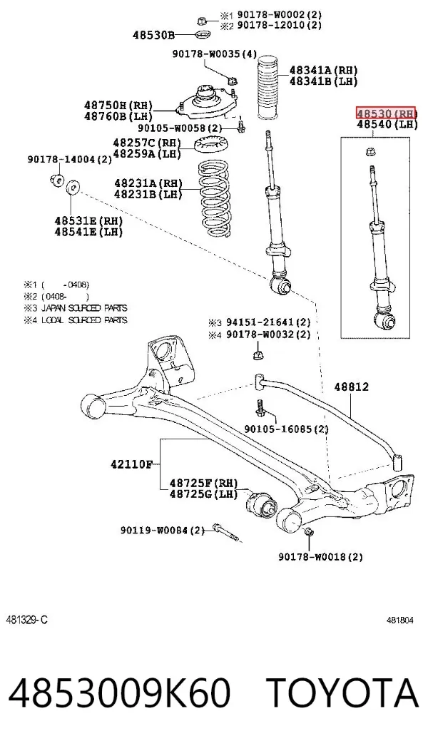 Amortyzator tylny 4853009K60 Toyota
