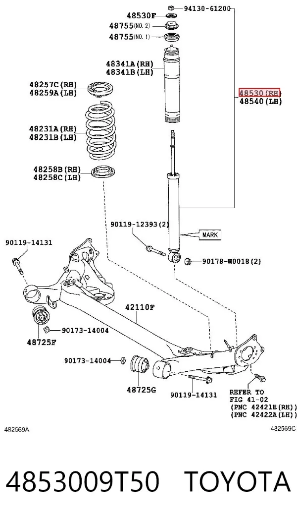 Amortyzator tylny prawy 4853009T50 Toyota