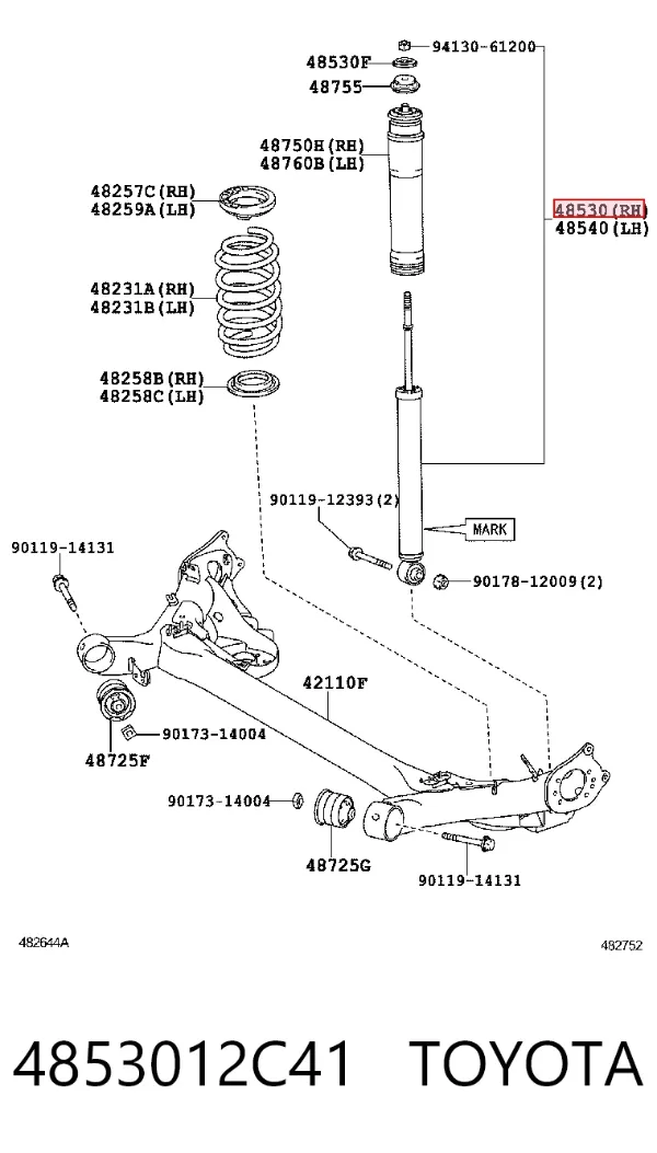 Amortyzator tylny prawy 4853012C41 Toyota