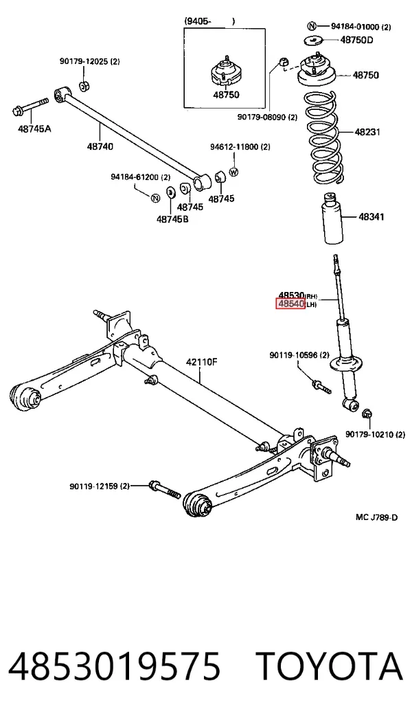 Amortyzator tylny prawy 4853019575 Toyota