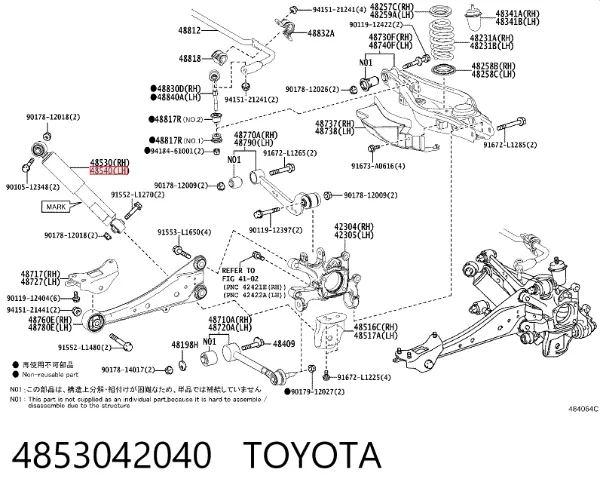 Amortyzator tylny 4853042040 Toyota