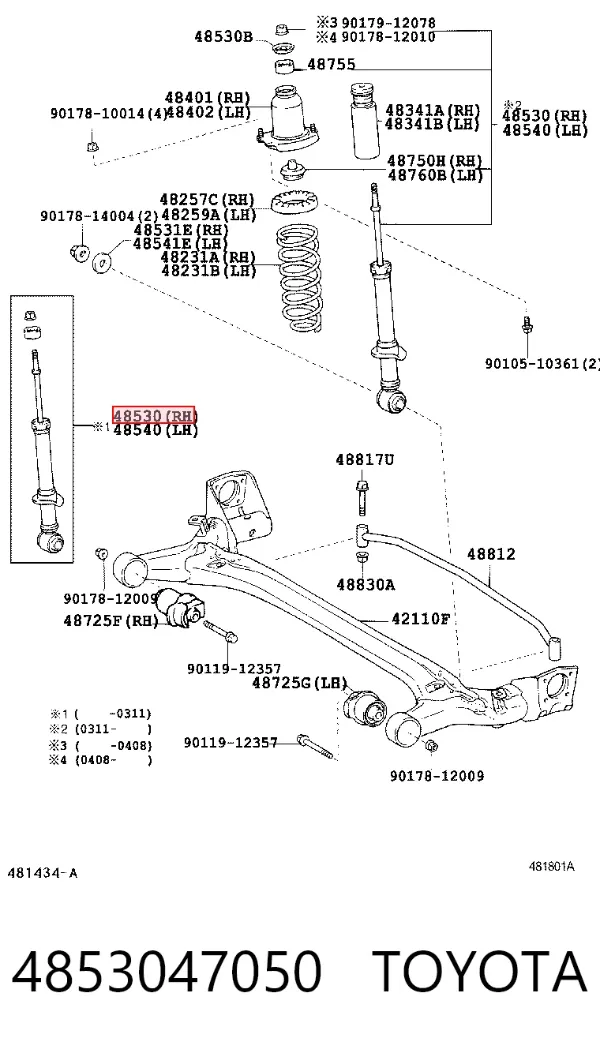 Amortyzator tylny prawy 4853047050 Toyota