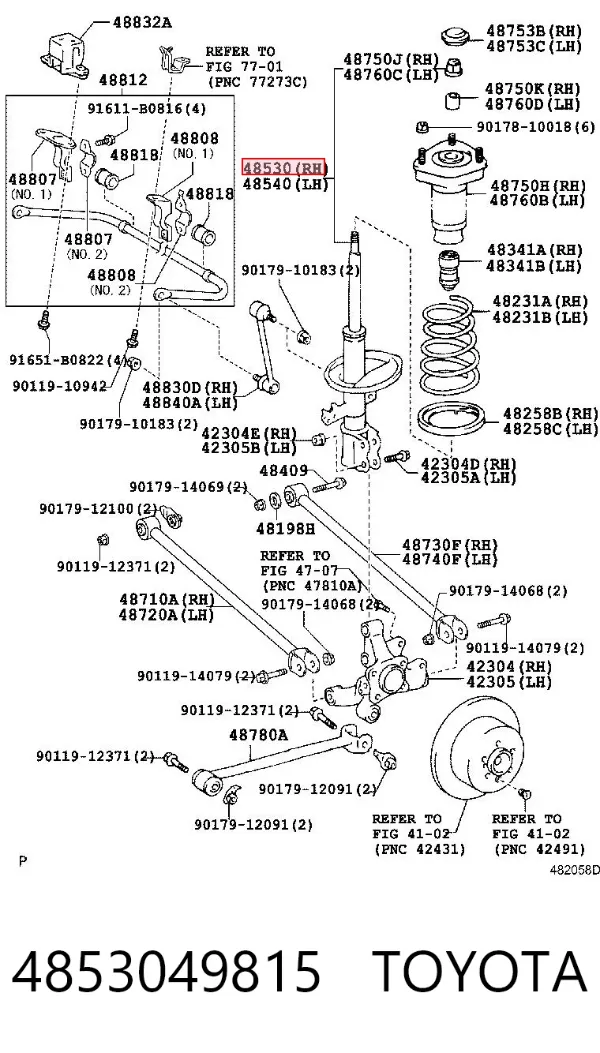 Amortyzator tylny prawy 4853049815 Toyota