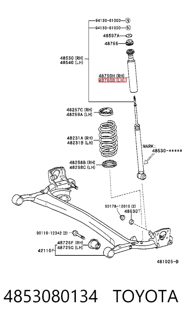 Odbój amortyzatora tylnego + osłona 4853080134 Toyota