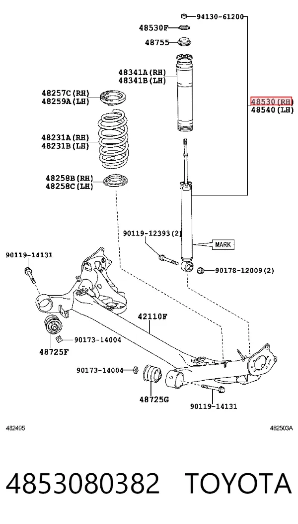 Amortyzator tylny prawy 4853080382 Toyota