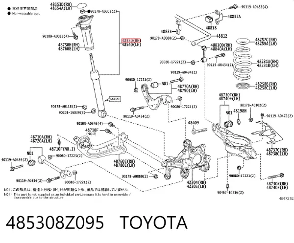 Amortyzator tylny prawy 485308Z095 Toyota