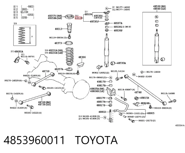 Poduszka amortyzatora tylnego 4853960011 Toyota