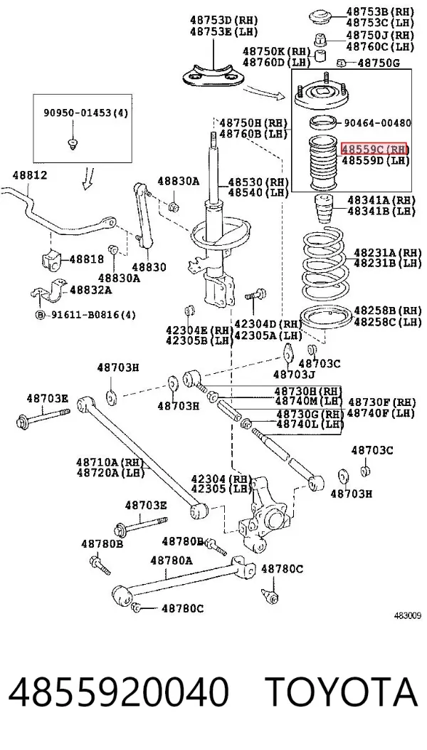 Osłona amortyzatora tylnego 4855920040 Toyota