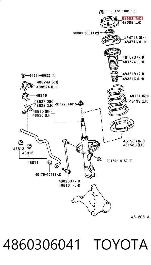 Podpora amortyzatora przedniego prawego 4860306041 Toyota