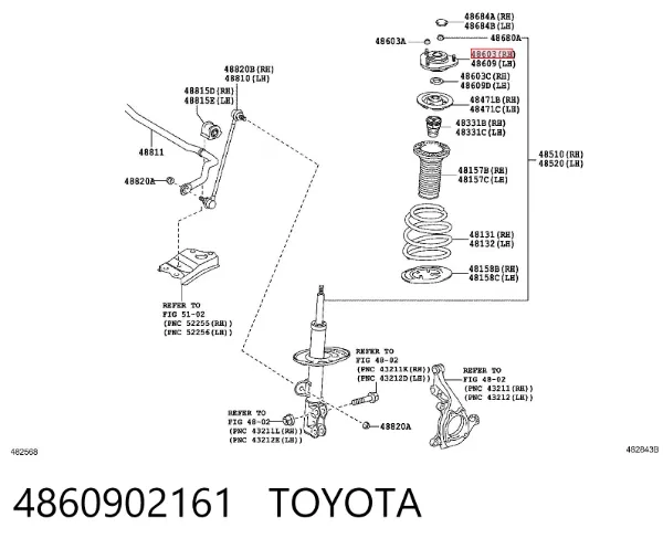 Poduszka amortyzatora przedniego 4860902161 Toyota