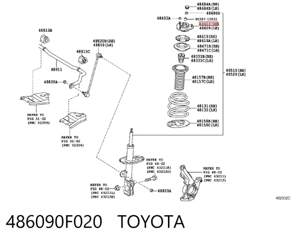Poduszka amortyzatora przedniego 486090F020 Toyota